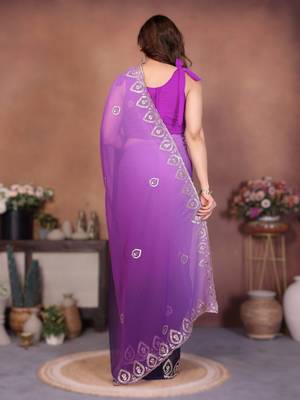  georgette silk blend saree with embroidered blouse 2