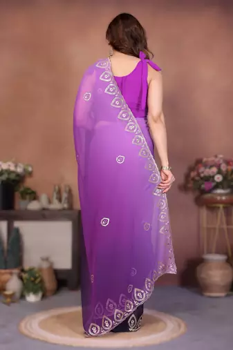  georgette silk blend saree with embroidered blouse