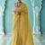 Mustard glass tissue embroidery & sequence work designer saree