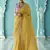 Mustard glass tissue embroidery & sequence work designer saree