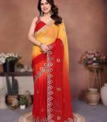 heavy georgette silk saree with embroidered blouse