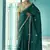 Peacock green glass tissue embroidery & sequence work designer saree