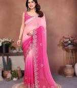 heavy georgette silk saree with embroidered blouse