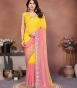 heavy georgette silk saree with embroidered blouse