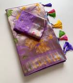 Lavender Color Paithani Jari Weaving Tissue Viscose Saree