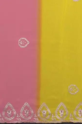  georgette silk blend saree with embroidered blouse