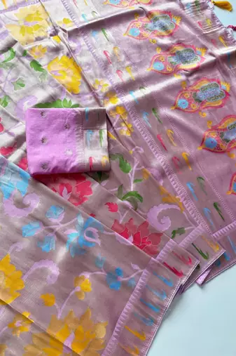 Pink Color Paithani Jari Weaving Tissue Viscose Saree