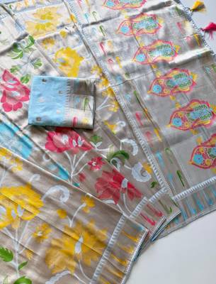 Sky Blue Color Paithani Jari Weaving Tissue Viscose Saree 3