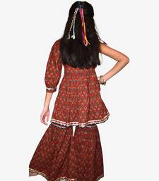 Maroon printed cotton sharara set