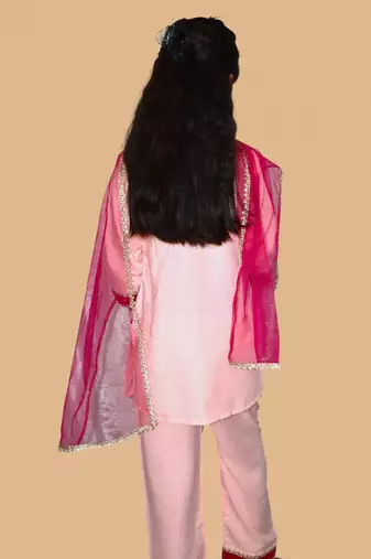 Pink embroidered cotton kurta set