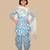 Blue printed cotton kurta set