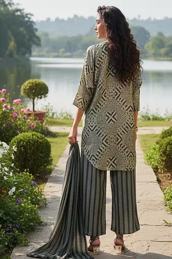 multicolor printed silk co-ord set