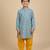 Blue printed cotton kurta pyjama