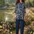 indigo blue printed silk co-ord set for day out