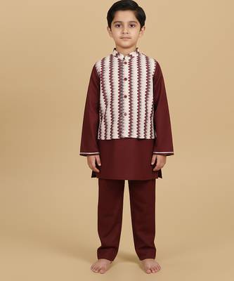 White printed cotton nehru jacket set 3