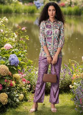multicolor printed silk co-ord set for casual outings 2