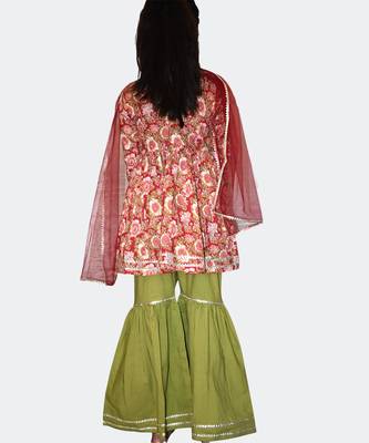 Multicolor embroidered cotton sharara set 2