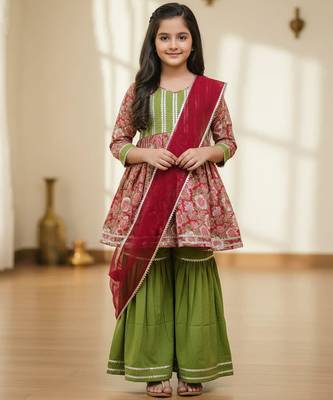 Multicolor embroidered cotton sharara set 3