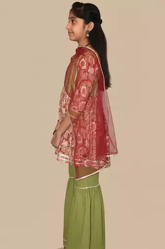 Multicolor embroidered cotton sharara set