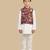 Burgundy printed cotton nehru jacket set