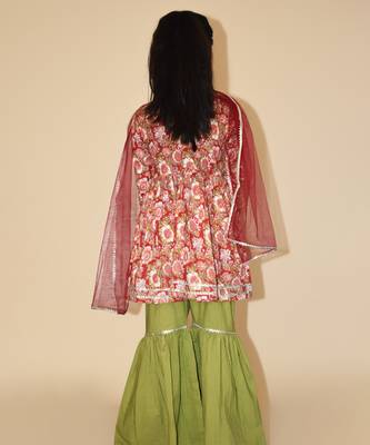 Multicolor embroidered cotton sharara set 5