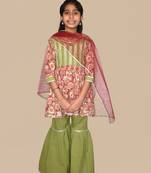 Multicolor embroidered cotton sharara set