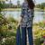 indigo blue printed silk co-ord set for day out