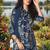 indigo blue printed silk co-ord set for day out