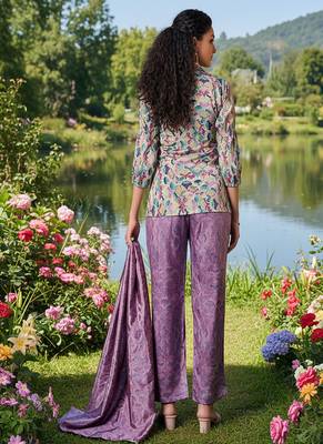 multicolor printed silk co-ord set for casual outings 3