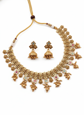 Heritage mint bandhai design necklace set 2