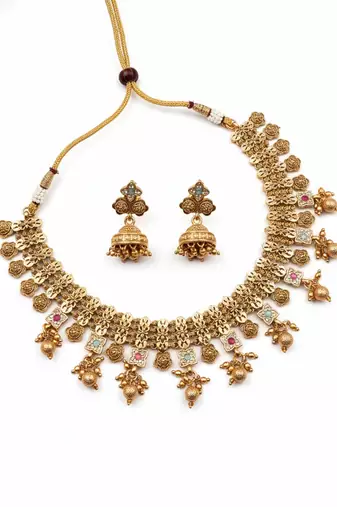 Heritage mint bandhai design necklace set