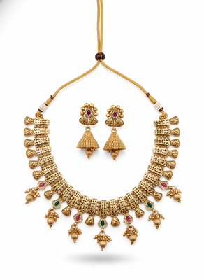 Antique finish multicolor bandhai necklace set 2