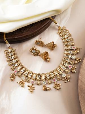 Antique finish mint bandhai necklace set 1