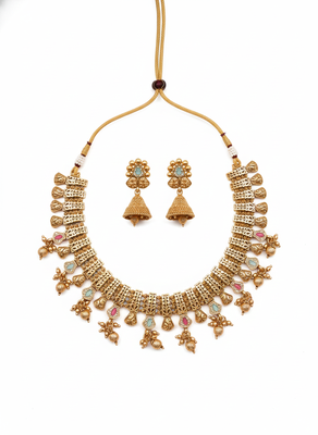 Antique finish mint bandhai necklace set 2