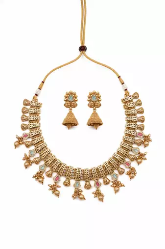 Antique finish mint bandhai necklace set