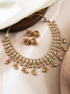 Multicolor rajwadi bandhai necklace set 1