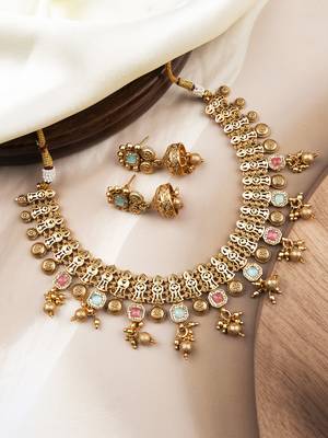 Mint rajwadi bandhai necklace set 1