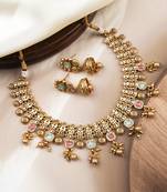 Mint rajwadi bandhai necklace set