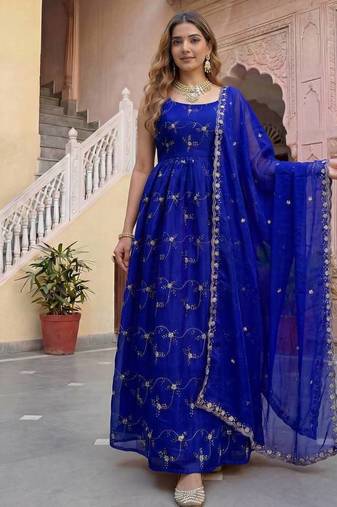 Designer fandy silk gown with dupatta