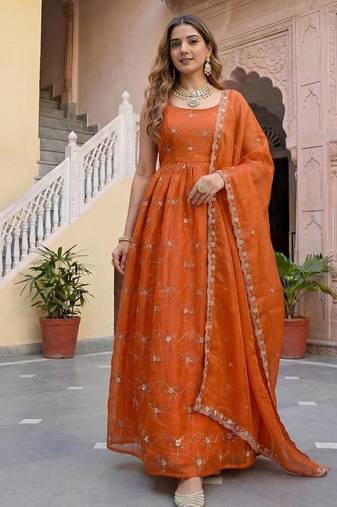 Designer fandy silk gown with dupatta