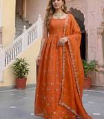 Designer fandy silk gown with dupatta