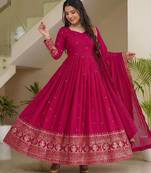 Designer vichitra silk gown with dupatta