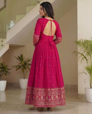 Designer vichitra silk gown with dupatta 3