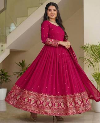 Designer vichitra silk gown with dupatta 4