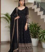 Designer vichitra silk gown with dupatta