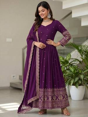 Designer vichitra silk gown with dupatta 1