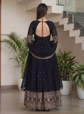 Designer vichitra silk gown with dupatta 2