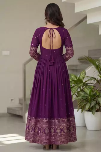 Designer vichitra silk gown with dupatta