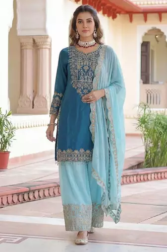 Chinon silk salwar suit dupatta