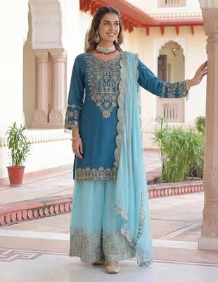 Chinon silk salwar suit dupatta 3